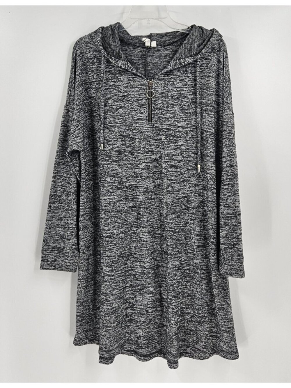 Cable & Gauge Sport Gray Marled Hooded Sweater Dress XL Zip Chest